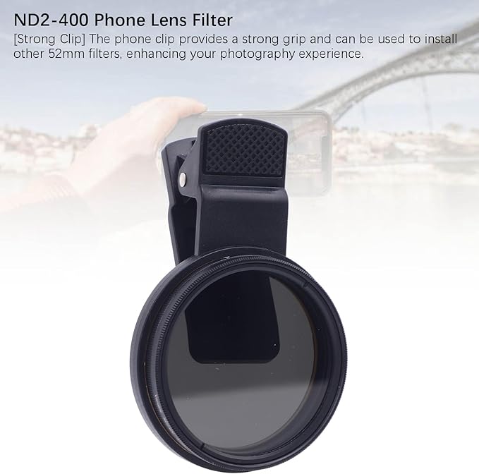 ND2 400 Filter, 52mm Multi Coated Neutral Density Filter, Clip on Phone Lens ND Filter for 15 14 13 Smartphones
