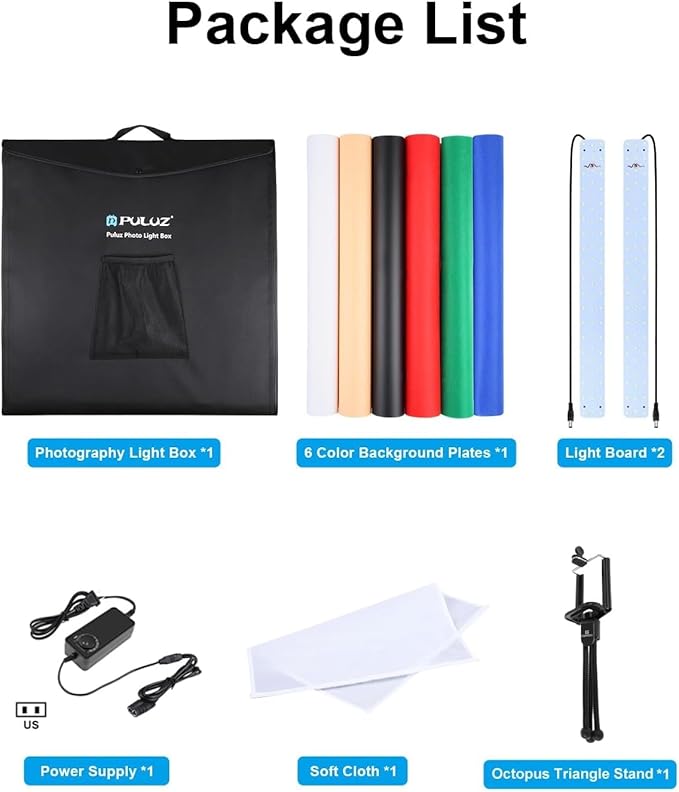 PULUZ Light Box 24x24in, Portable Photo Studio Light Box with 120 LED Lights ＆6 Color backdrops Professional Photography Lighting Tent Kit for Big Product Photography Lightbox