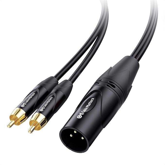 Cable Matters Dual RCA to XLR Stereo Audio Splitter Cable 6 ft / 1.8m (XLR to Dual RCA Splitter Adapter) in Black