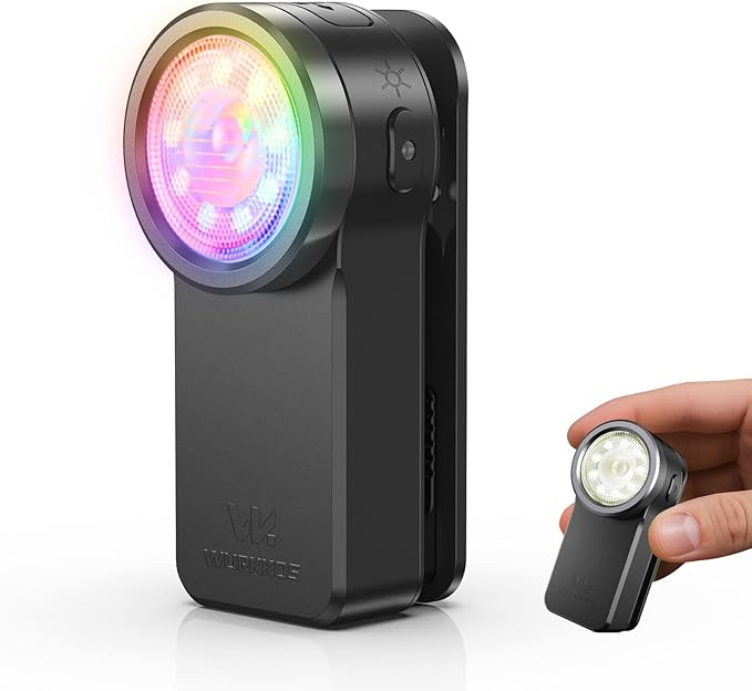 Wurkkos HD03 EDC Flashlight Rechargeable Clip-on Light, 680Lumens Mini Pocket Flashlight with RGB, Magnetic Small Flat Flashlight for Camping, Repairing, Signaling, Cycling (Black)