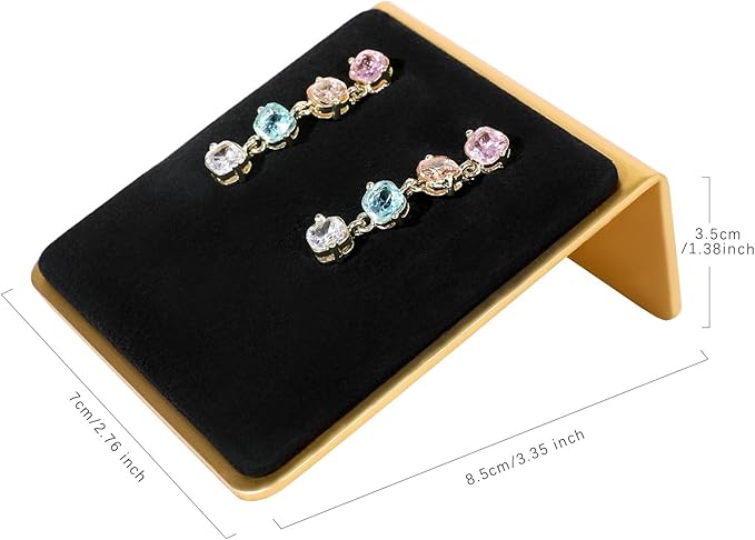 GemeShou Black earring holders for selling, Velvet earring stands Jewelry display, metal gold studs board【Black】