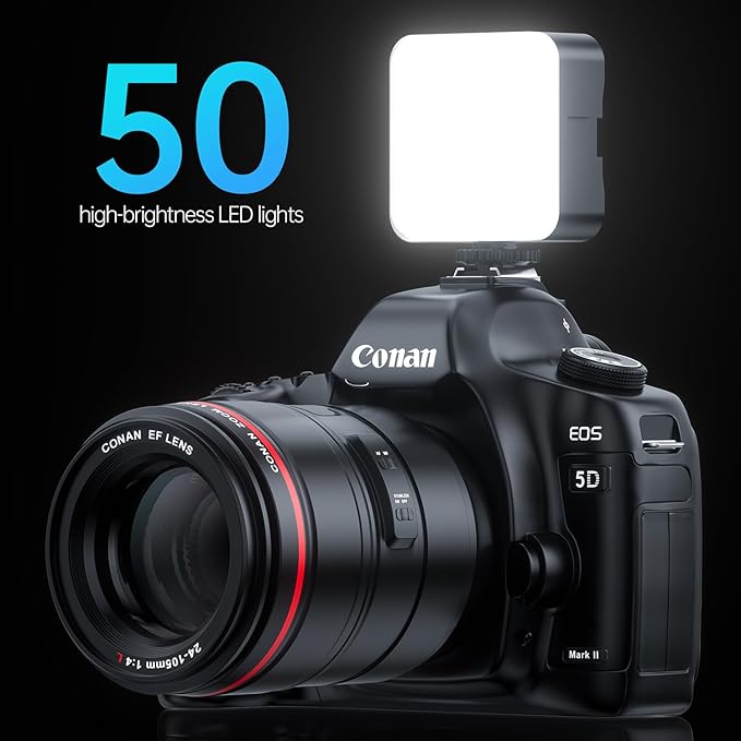 Cold Shoe Camera Light: Color LED Video Light- 3200K-5600K+CRI95 Rechargeable Camera Light, 3 Cold Shoe Mount for DSLR/GoPro/Sony/Canon, Vlog Filming TikTok Live & Photography