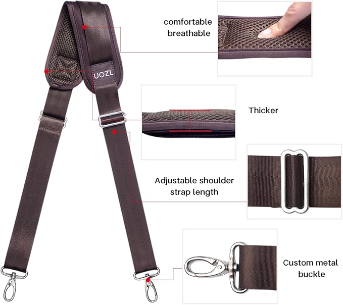 Shoulder Straps 79 inch, Adjustable Thick Soft Fixed Shoulder Pad for Laptop Bag, Messenger Bag, Tool Bag, Luggage