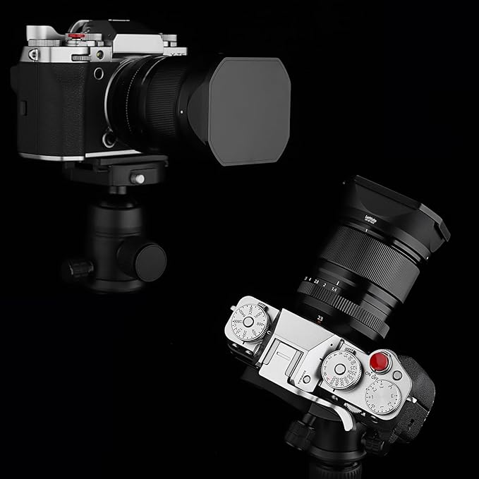 Square Metal Lens Hood for Fujifilm XF16-50mm F2.8-4.8 R LM WR for Fuji XF 33mm F1.4 R LM WR Lens for Fujinon XF 23mm F1.4 R LM WR Lens Hood,with Front Cap,Black