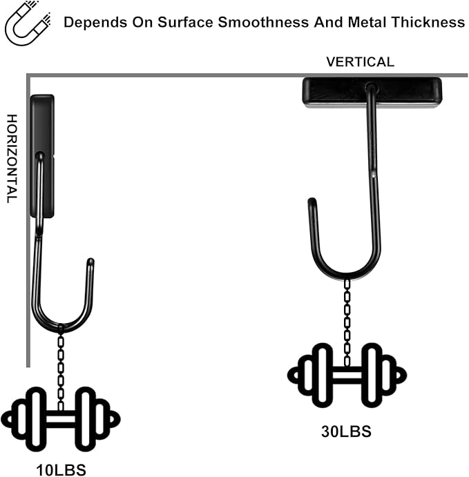 MAGTSMEI Black Magnetic Hooks Heavy Duty, Strong Neodymium Magnet Hooks for Fridge, Refrigerator Magnet with Hook for Hanging, Locker, Kitchen, Cruise, Grill, Industrial Magnetic Hooks, 4 Pack