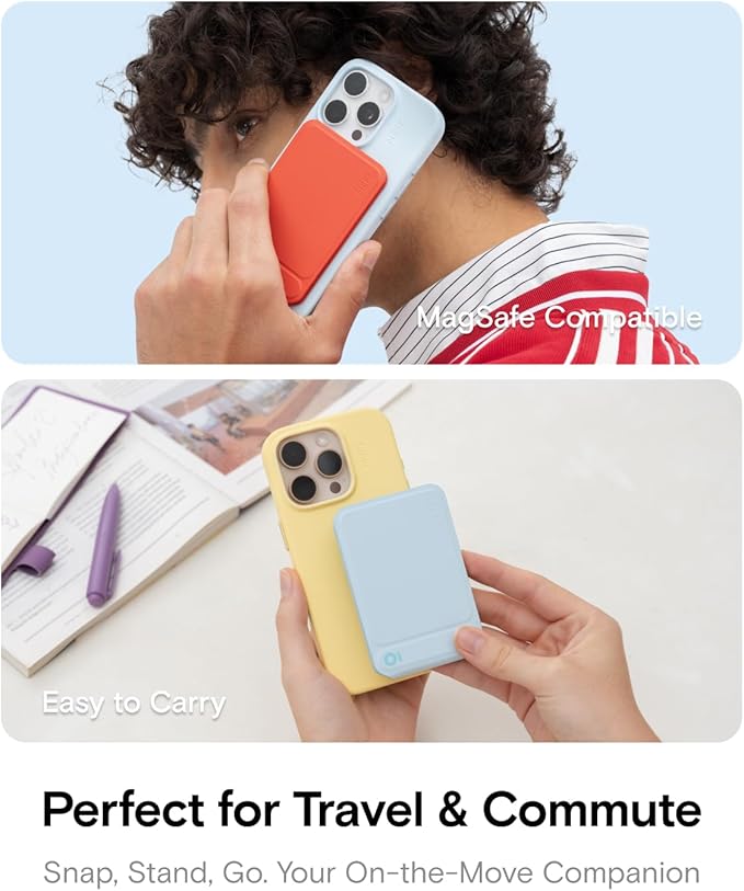 MOFT Phone Tripod Stand Selfie Stick for iPhone, Multi-Angles iPhone Stand, Lightweight & Portable Phone Holder, Strong Magnets, MOVAS Vegan Leather, Travel Essentials, Clay (Without Card Slot)
