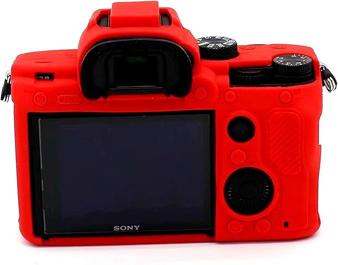 Professional Secure Soft Silicone Camera Case Bag Housing Rubber Body Skin for Sony Alpha A7iii a73 A7R3 A7Riii a7R Mark III a7 Mark III Digital SLR Camera Protective Case (Red)
