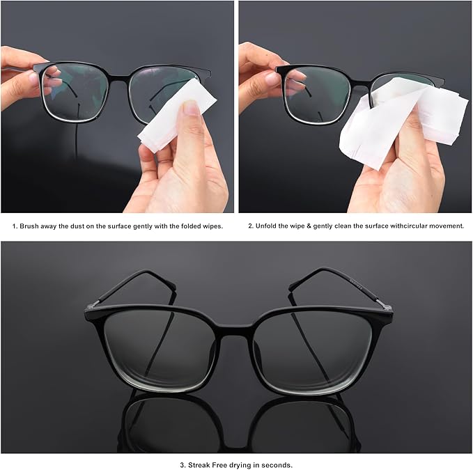 200 Count Lens Cleaning Wipes-Pre-Moistened Individually Wrapped Eyeglass Wipes Optical Screen Cleaner Streak Free Fast Drying