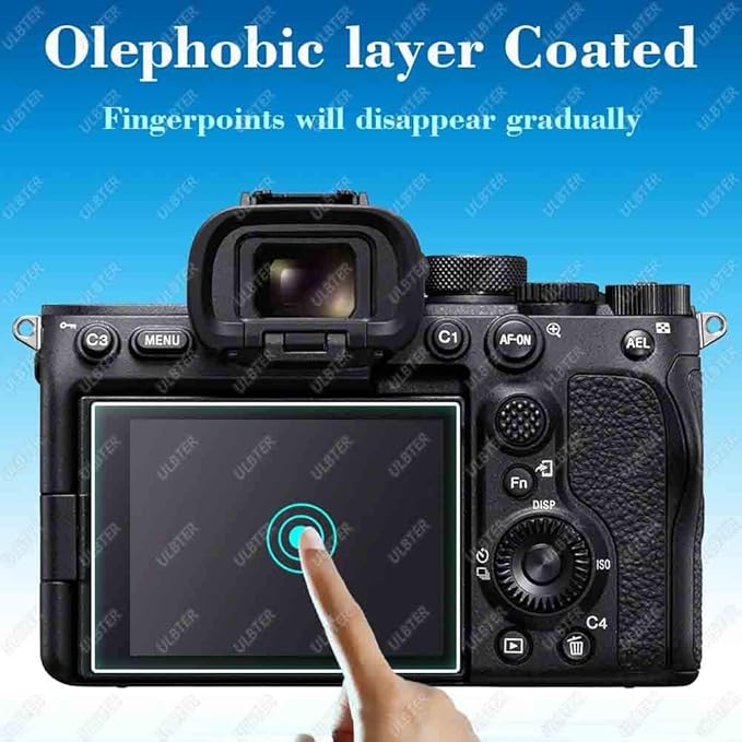 ULBTER Screen Protector for Sony Alpha A7S III A7S II A7SIII A7SII 7S III 7S IICamera & Hot Shoe Cover, Tempered Glass 0.3mm 9H Hardness Anti-Scrach Anti-Fingerprint Anti-Bubble [3 Pack]