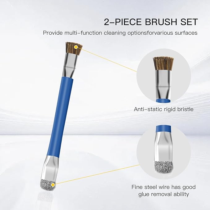 GTHUNDER 2pcs Phone Motherboard IC Cleaning Brush,Double Head Anti-Static ESD Safe Hard Brush,Motherboard Cleaning Tools Cleaning Brush for Computer, Mobile Phone,Watch Etc Circuit Board Cleaner-Blue