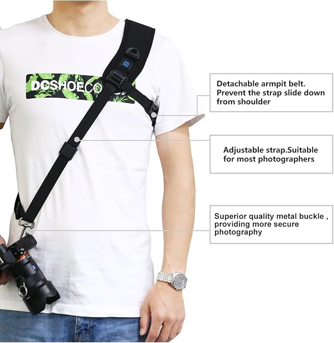PULUZ Camera Shoulder Strap with Quick Release and Anti-Slip Soft Pad, Adjustable Camera Sling Strap for Photographers