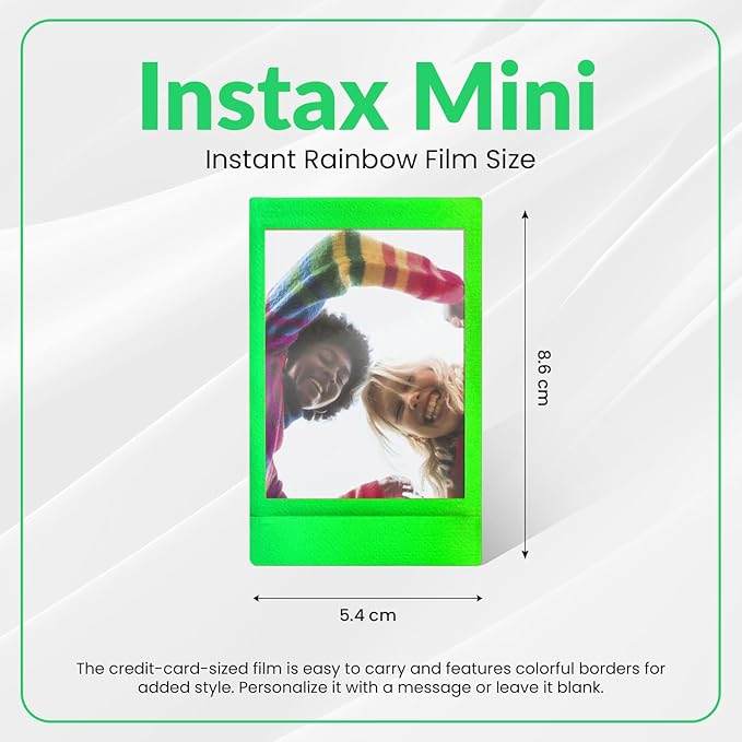 Fujifilm Instax Mini Instant Rainbow Film, 20 Sheets + BluebirdSales Microfiber Cleaning Cloth