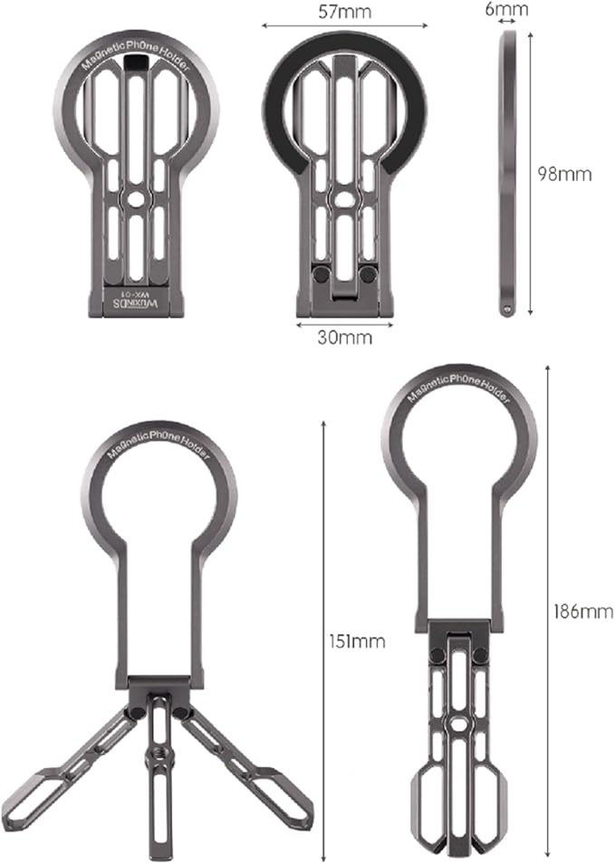 Magnetic Phone Tripod Stand, Aluminium Alloy Strong Magnet Quick Mount Foldable Mini Tripod for iPhone 17/16/15/14/13/12 Series & Android, Ultra-Light Portable Pocket Cell Phone Stand