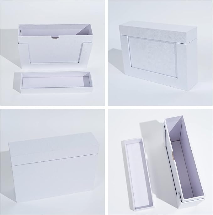 Aiuonenian Storage Box 5x7, Cardboard Boxes for Small Family & Couple Photos, Gift Boxes, Silver White