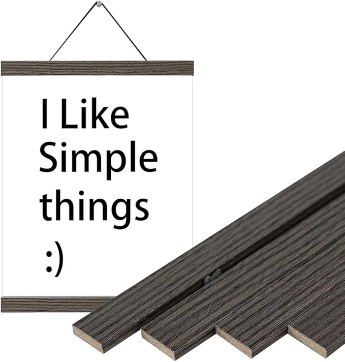 YK artwood 3 Pack Magnetic Poster Hanger Brown, 12x18 12x16 12x24 Poster Frame Wood Wooden Magnet Print Posters Dowel Scroll Hanger Hangers Hanging Kit for Walls Map Canvas Artwork