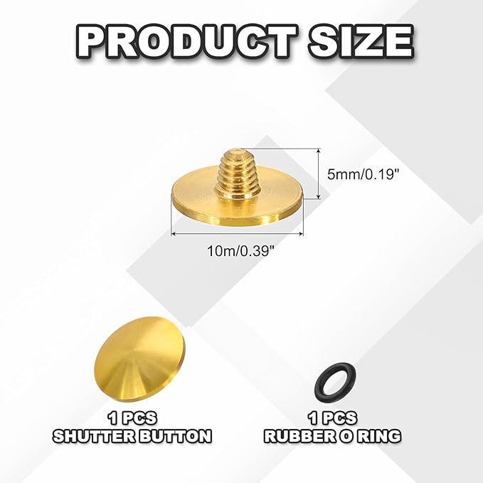 PATIKIL Camera Shutter Button, 10mm Convex Surface Shutter Release Button Pure Copper Camera Buttons for Nikon for Fujifilm for Leica DSLR/SLR, Gold