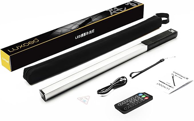 LUXCEO RGB LED Photography Lighting Portable Wand Handheld LED Video Light 1000 Lumens CRI 95+ USB Rechargeable with Remote Control, Carry Bag, Adjustable Color Temperature 3000K-6000K and 36 Colors