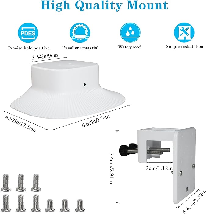 Gutter Mount Bracket and Rain Cover Compatible with Eufy Security SoloCam S340,Security Camera Accessories Camera Gutter Mount and Sun and Rain Shield for Outdoor(White)