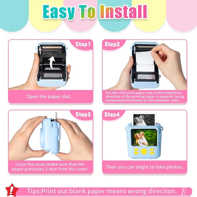 16 Rolls Instant Print Camera for Kids Refill Print Paper - Hikkon Thermal Print Paper Rolls Photo Print HD Printing for Most Kids Instant Camera(White)