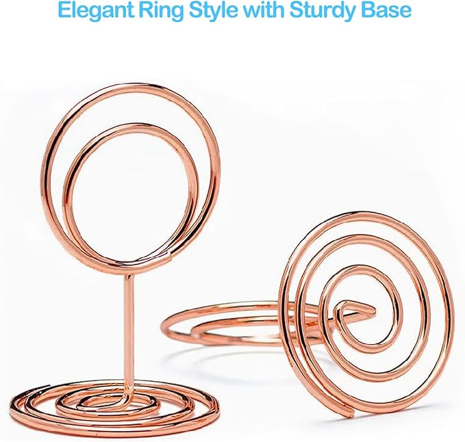 Jofefe 20Pcs Table Number Holders, Place Card Holder, Mini Table Card Holders, Cute Picture Holder Photo Holders for Wedding Reception Party, Table Centerpieces (Rose Gold)