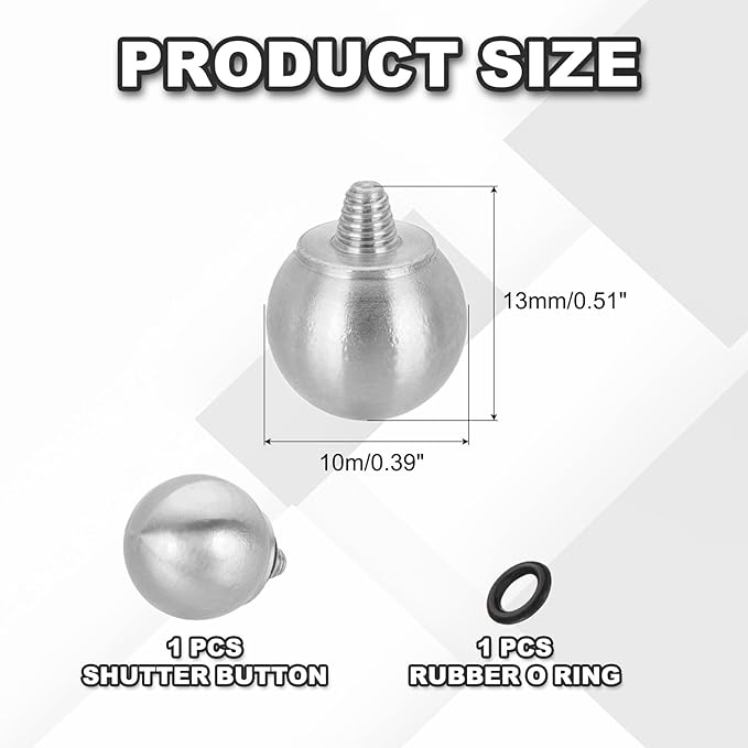 PATIKIL Camera Shutter Button, 10mm Ball Shape Shutter Release Button Pure Copper Camera Buttons for Fujifilm XT5 XT30 XT20 XT4 XE2 XE4, Silver