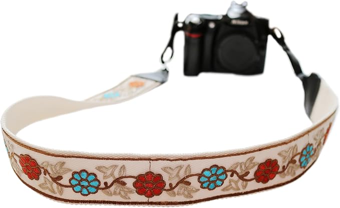UNIKSTRAP Original Design Adjustable Camera Strap Rococo Style Embroidery Floral Organza, 2 Inch (5cm) Width, Fit for Canon Nikon Sony Interchangeable Lens Digital Camera/DSLR