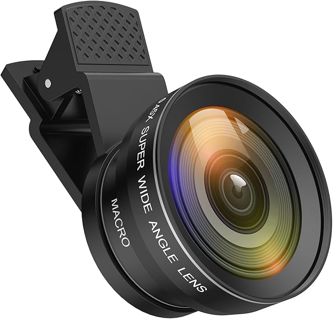 AMIR Phone Camera Lens Kit, 2026 New 0.45X Super Wide Angle Lens with 12.5X Macro Lens, 2-in-1 Clip-On Universal Lens Compatible with iPhone 15/14/13/12, Samsung Galaxy S and Most Smart Phones