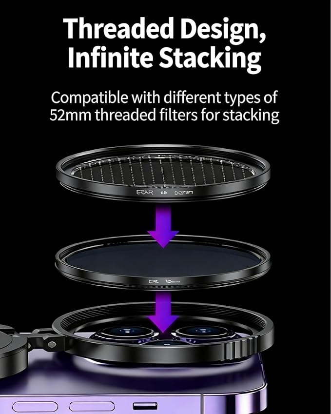 Anti-Glare Magnetic Phone Filter – Reduces Unwanted Reflections Cpl Polarizing Camera 52mm Rotatable Foldable Lens Mobile Compatible Quick Mount Portable Circular Enhances Colors Attachment(3pcs)