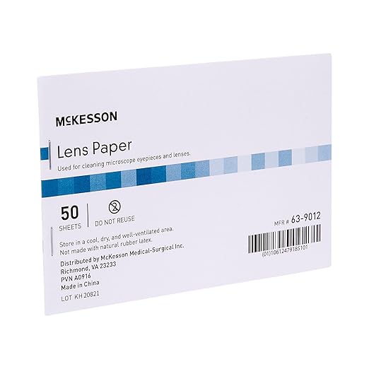McKesson Lens Cleaning Paper for Glasses, Eyepieces, Optical Instruments - Thin Lens Paper for Microscopes, Cameras - 4 in x 6 in, 12 Count