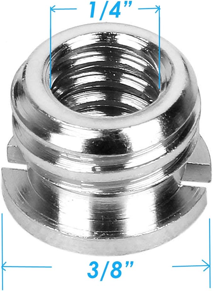 (10 Packs) Fotasy Stainless Steel 3/8" to 1/4" Reducer Bushing Convert Screw Adapter, Tripod Screw Adapter 1/4" to 3/8" for Tripod Monopod Ballhead