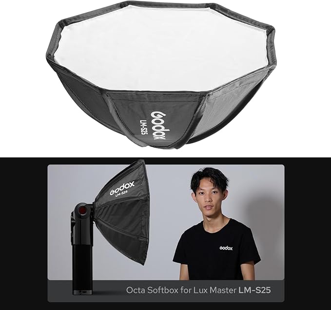 Godox LM-S25 Mini Octagonal Softbox Diffuser Compatible with Godox Lux Master Retro Camera Flash