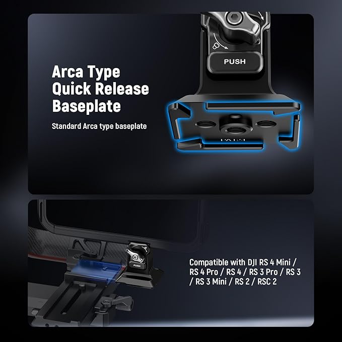 NEEWER Phone Tripod Mount with Arca Type Base, 1/4" Threads, Quick Release Clamp Compatible with iPhone 16 Pro Max S25 Ultra Phone Cage DJI RS4 Mini RS4 RS3 Pro RS2 RSC2, PA124