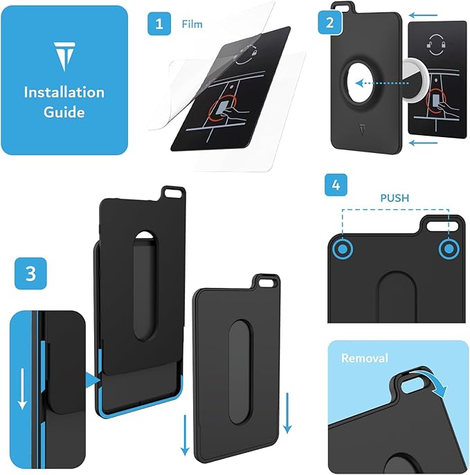 TUDIA Card Holder Case Designed for Tesla Key Card with Airtag Slot - [2 Pack] KeyCard cover for Model 3 Y S X Cybertruck with Carabiner & Scratch-Resistant Protective Card Film