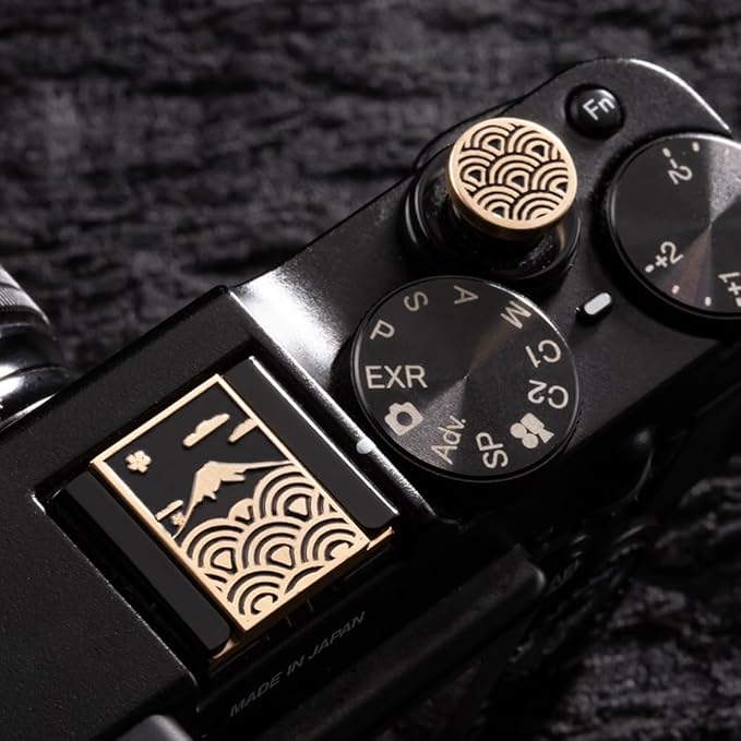 Camera Metal Hot Shoe Cover Shutter Buttons Sea of Clouds for FUJIFILM X100VI X100V XPro1 X-T4 X-T3 X-T50 X-T30 for Nikon (Hot Shoe Shutter Kit - Copper)