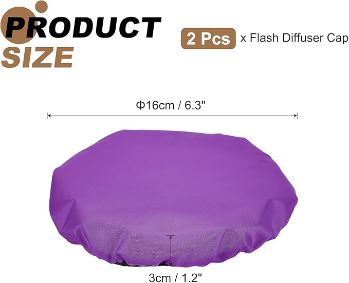 PATIKIL 7.1" x 7.1" Soft Mini Flash Diffuser Cap, 2 Pack Universal Elastic Flash Diffuser Cover for DSLR Camera Flashlight, Purple