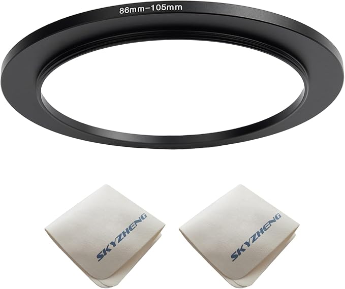 86mm Lens to 105mm Camera Lens Adapter 86mm to 105mm Step Up Ring Adapter Ring for All Brands of UV ND CPL, with Premium Lens Wiping Cloth 2 Pack (86mm-105mm)