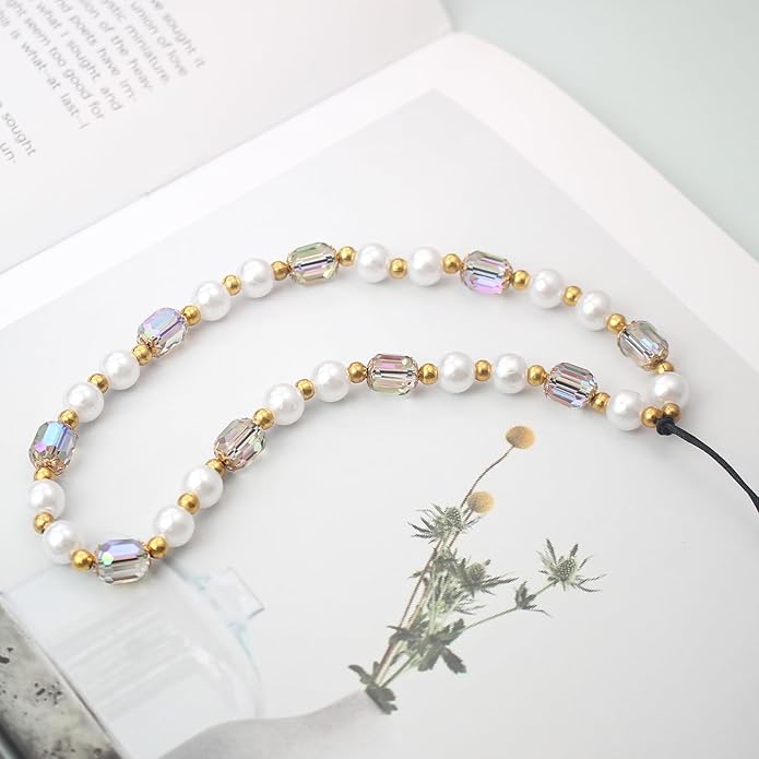 Beaded Camera Wrist Strap, Cute Phone Charms Strap, Pearl Bracelet Wrist Strap, Phone Keychain Decoration for Wallet