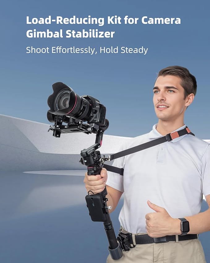 Handheld Camera Gimbal Stabilizer Accessories Load Reduce Kit with Adjustable Shoulder Strap/Belt/Gimbal Support/Extension Rod for Easier Longer Holding. Fits DJI RS4(pro)/RS3(Pro)/RS2/RSC2/SC/S