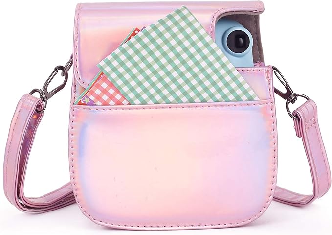 Phetium Instant mini 12 Camera Protective Case Compatible with Instax Mini 12 11,PU Leather Bag with Pocket and Adjustable Shoulder Strap (Magic Pink)