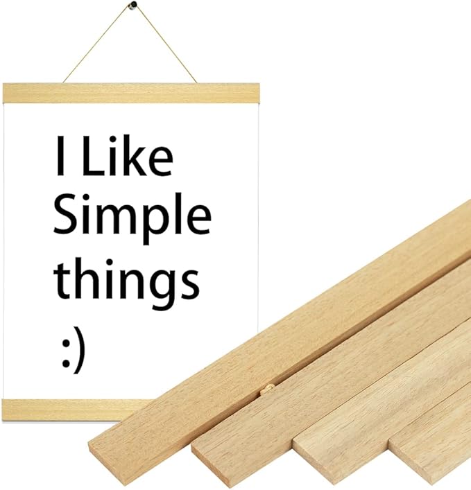 YK artwood 3 Pack Magnetic Poster Hanger Frame Natural Wooden Color 12x16 12x18 12x20 12x24 Poster Frame for Photo Picture Art Canvas Print Artwork Wall Hanging,Teak Wood 12''