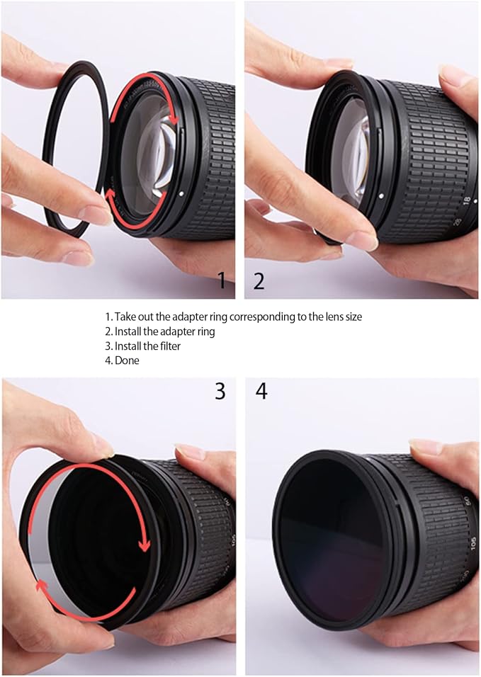 67mm to 52mm Step Down Ring Filter Adapter Applicable to All Brands of UV ND CPL Filter (67mm-52mm)