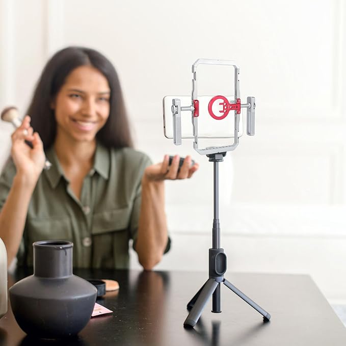Vikye Universal Phone Rig Kit, Smartphone Video Rig Kit with Dual Handles, Handheld Vlogging Case Stabilizer for Phones with Magnetic Function