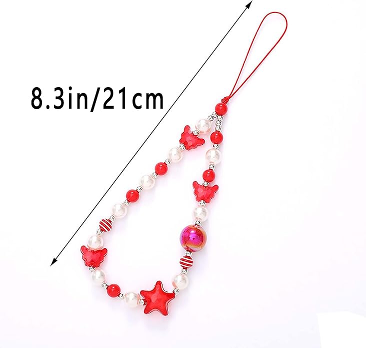 Beaded Phone Charm Lanyard Strap Girly Style Fixed Beads Pearl Lanyards