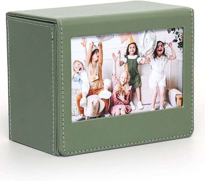 Orga'Neat Picture Holder Storage Case for Fujifilm Instax Wide Film, PU Leather Photo Holder with Pocket Outside, up to 50 Photos (Sage Green)