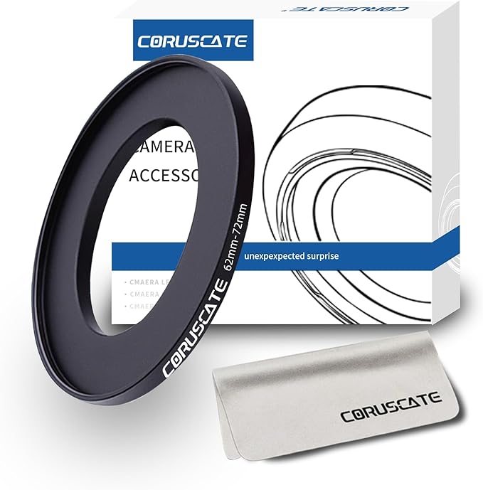 62mm to 72mm Camera Lens Adapter,Change The Filter or Lens Size from 62mm to 72mm.Compatible All 72mm Thread Filter Accessory+1pcs Lens Cleaning Cloth.