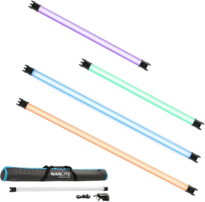 NANLITE PavoTube II RGBWW LED Light Tube, Color RGBWW LED Pixel Tube Photography Handheld LED Video Lighting Wand with AC Chargers, Mounts, and Case Battery Powered (PavoTube II 30C 1Kit)