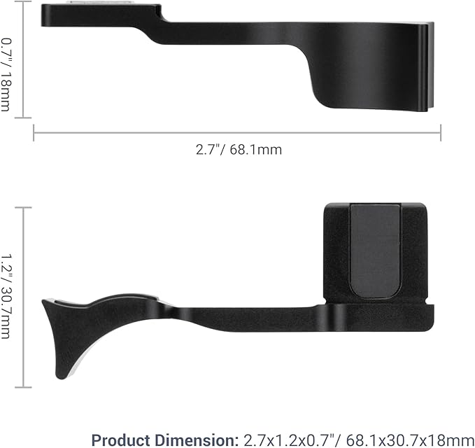 JJC Deluxe Metal Thumb Up Grip for Leica Q3 43/Q3/Q2 Cameras, Hot Shoe Thumb Rest Support Grip for Stable and Safe Hand Hold, with Anti-Scratch Silicone Pad, Not Affect The Use of Camera Buttons