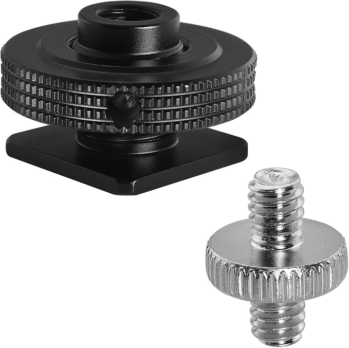 Aluminum Alloy Hot Shoe Adapter Camera Side Hole Reinforced Round Plate Cold Shoe Mount Conversion Screw 1/4 Male to 1/4 Male Suitable for Magic Arms Video Lights Monitors