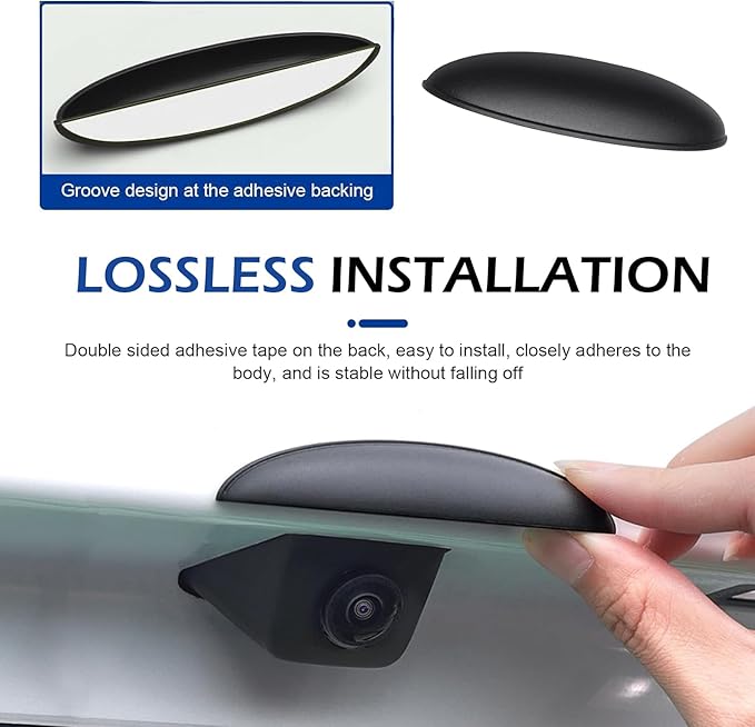 Bawkars Car Rear View Camera Anti-Rain Cover, ABS Reversing Camera Protection Modification Accessory, Non-Destructive Installation Protective Cover, Universal for Most Cars (Black)