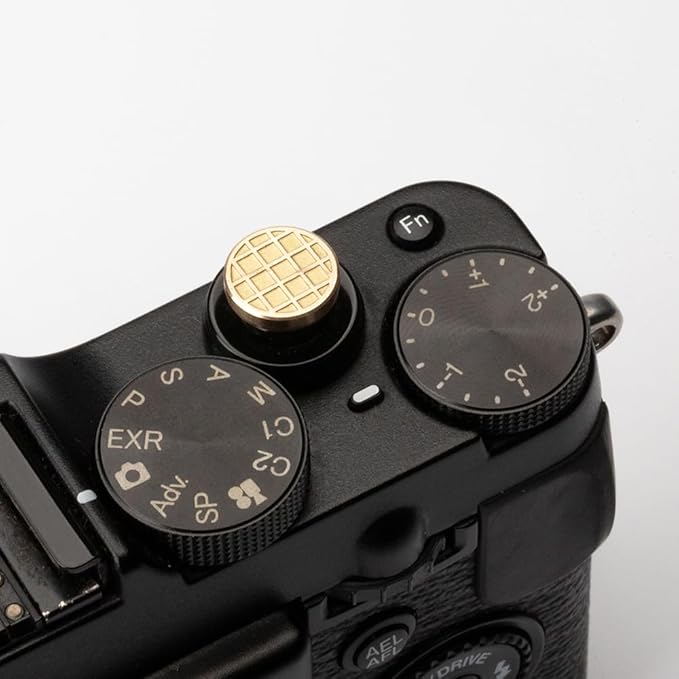 Grid Pattern Camera Metal Shutter Button for FUJIFILM X100VI X100V X-T4 X-T3 X-E4 X-T50 X-T30II hot Shoe Cover Shutter Decorative Set (Copper Alloy-Shutter Decorative Button)